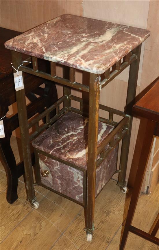 A French marble and brass two tier washstand W.38cm